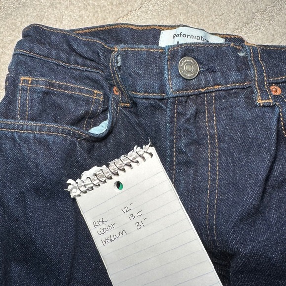 Reformation Cary High Rise Slouchy Wide Leg Jeans Indigo Blue Denim Size 27 - Picture 5 of 5